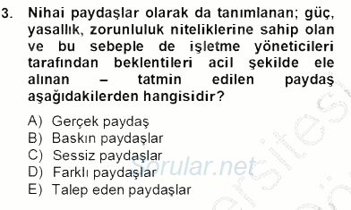 Etkinlik Yönetimi 2012 - 2013 Dönem Sonu Sınavı 3.Soru