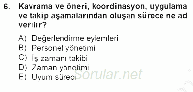 Etkinlik Yönetimi 2012 - 2013 Dönem Sonu Sınavı 6.Soru