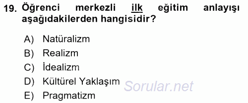Felsefe 2017 - 2018 3 Ders Sınavı 19.Soru