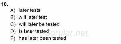 Bağlamsal Dilbilgisi 2 2014 - 2015 Dönem Sonu Sınavı 10.Soru