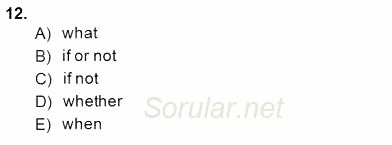 Bağlamsal Dilbilgisi 2 2014 - 2015 Dönem Sonu Sınavı 12.Soru