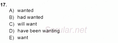 Bağlamsal Dilbilgisi 2 2014 - 2015 Dönem Sonu Sınavı 17.Soru