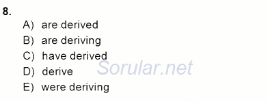 Bağlamsal Dilbilgisi 2 2014 - 2015 Dönem Sonu Sınavı 8.Soru