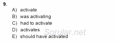 Bağlamsal Dilbilgisi 2 2014 - 2015 Dönem Sonu Sınavı 9.Soru
