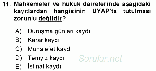 Ulusal Yargı Ağı Projesi 1 2017 - 2018 3 Ders Sınavı 11.Soru