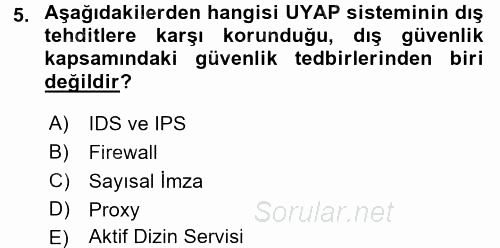 Ulusal Yargı Ağı Projesi 1 2017 - 2018 3 Ders Sınavı 5.Soru