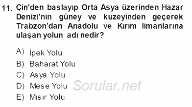 Akdeniz Uygarlıkları Sanatı 2013 - 2014 Dönem Sonu Sınavı 11.Soru