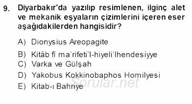 Akdeniz Uygarlıkları Sanatı 2013 - 2014 Dönem Sonu Sınavı 9.Soru