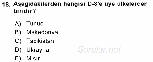 Dış Ticaret İşlemleri 2016 - 2017 Dönem Sonu Sınavı 18.Soru