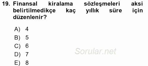 Dış Ticaret İşlemleri 2016 - 2017 Dönem Sonu Sınavı 19.Soru