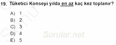 Tüketici Hukuku 2015 - 2016 Dönem Sonu Sınavı 19.Soru