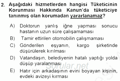 Tüketici Hukuku 2015 - 2016 Dönem Sonu Sınavı 2.Soru