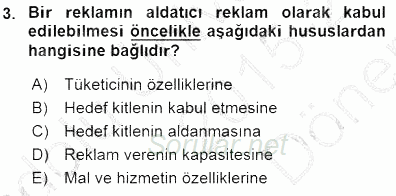 Tüketici Hukuku 2015 - 2016 Dönem Sonu Sınavı 3.Soru