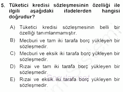 Tüketici Hukuku 2015 - 2016 Dönem Sonu Sınavı 5.Soru