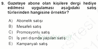 Tüketici Hukuku 2015 - 2016 Dönem Sonu Sınavı 9.Soru