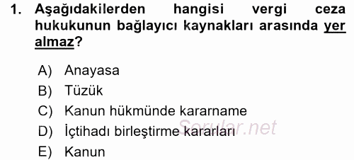 Vergi Ceza Hukuku 2015 - 2016 Ara Sınavı 1.Soru
