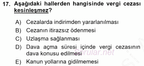 Vergi Ceza Hukuku 2015 - 2016 Ara Sınavı 17.Soru