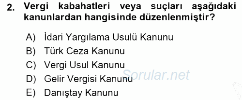 Vergi Ceza Hukuku 2015 - 2016 Ara Sınavı 2.Soru