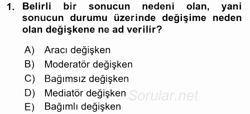 İletişim Araştırmaları 2015 - 2016 Tek Ders Sınavı 1.Soru