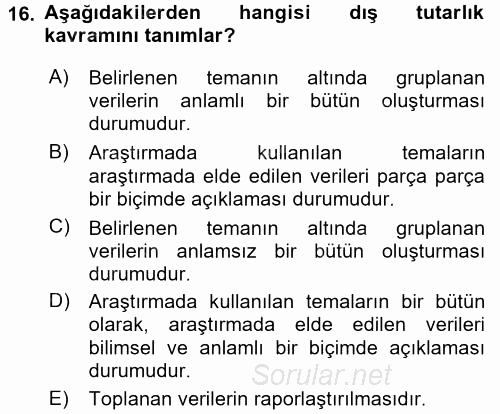 İletişim Araştırmaları 2015 - 2016 Tek Ders Sınavı 16.Soru