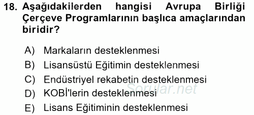 İletişim Araştırmaları 2015 - 2016 Tek Ders Sınavı 18.Soru