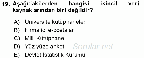 İletişim Araştırmaları 2015 - 2016 Tek Ders Sınavı 19.Soru