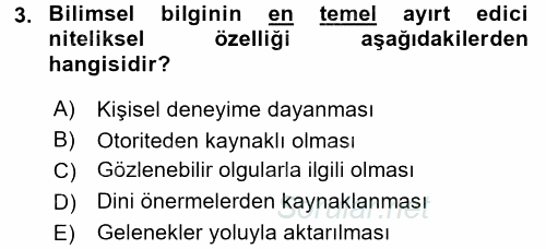 İletişim Araştırmaları 2015 - 2016 Tek Ders Sınavı 3.Soru