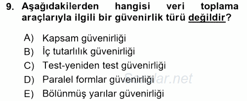 İletişim Araştırmaları 2015 - 2016 Tek Ders Sınavı 9.Soru