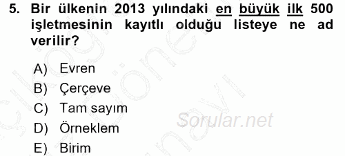 İstatistik 2015 - 2016 Dönem Sonu Sınavı 5.Soru