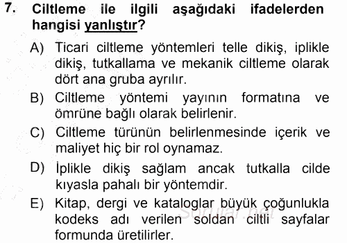 Halkla İlişkiler Uygulama Teknikleri 2014 - 2015 Ara Sınavı 7.Soru