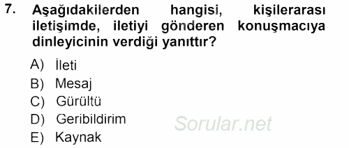 Perakendecilikte Müşteri İlişkileri Yönetimi 2013 - 2014 Ara Sınavı 7.Soru