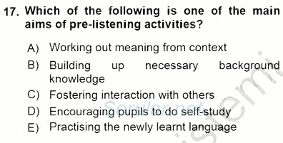 Çocuklara Yabancı Dil Öğretimi 1 2015 - 2016 Dönem Sonu Sınavı 17.Soru