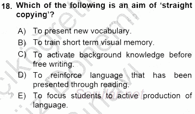 Çocuklara Yabancı Dil Öğretimi 1 2015 - 2016 Dönem Sonu Sınavı 18.Soru