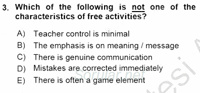 Çocuklara Yabancı Dil Öğretimi 1 2015 - 2016 Dönem Sonu Sınavı 3.Soru