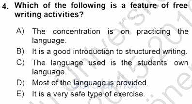 Çocuklara Yabancı Dil Öğretimi 1 2015 - 2016 Dönem Sonu Sınavı 4.Soru