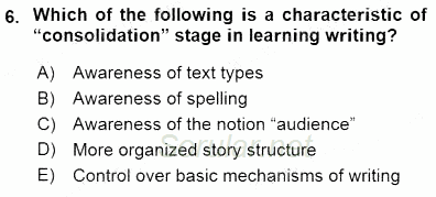 Çocuklara Yabancı Dil Öğretimi 1 2015 - 2016 Dönem Sonu Sınavı 6.Soru