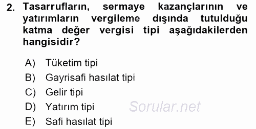 Özel Vergi Hukuku 2 2017 - 2018 Ara Sınavı 2.Soru