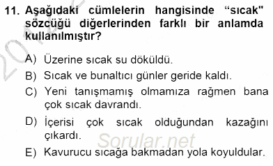 Türkçe Sözlü Anlatım 2012 - 2013 Dönem Sonu Sınavı 11.Soru