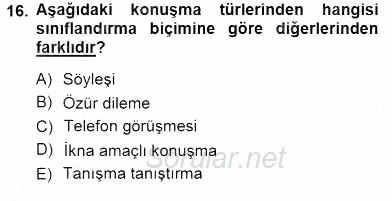 Türkçe Sözlü Anlatım 2012 - 2013 Dönem Sonu Sınavı 16.Soru