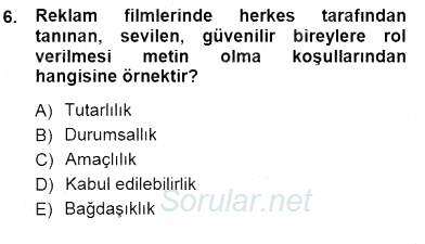 Türkçe Sözlü Anlatım 2012 - 2013 Dönem Sonu Sınavı 6.Soru