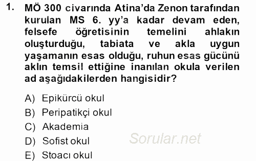 Eğitim Tarihi 2013 - 2014 Ara Sınavı 1.Soru