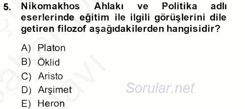 Eğitim Tarihi 2013 - 2014 Ara Sınavı 5.Soru