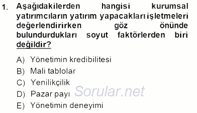 Yatırımcı İlişkileri Yönetimi 2014 - 2015 Ara Sınavı 1.Soru
