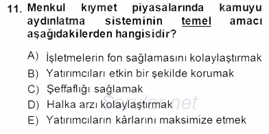 Yatırımcı İlişkileri Yönetimi 2014 - 2015 Ara Sınavı 11.Soru
