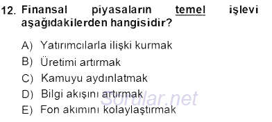 Yatırımcı İlişkileri Yönetimi 2014 - 2015 Ara Sınavı 12.Soru