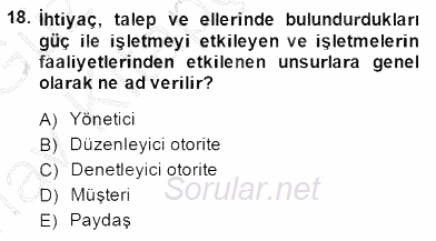 Yatırımcı İlişkileri Yönetimi 2014 - 2015 Ara Sınavı 18.Soru