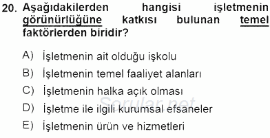 Yatırımcı İlişkileri Yönetimi 2014 - 2015 Ara Sınavı 20.Soru