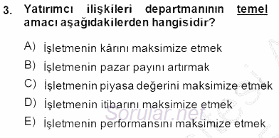 Yatırımcı İlişkileri Yönetimi 2014 - 2015 Ara Sınavı 3.Soru