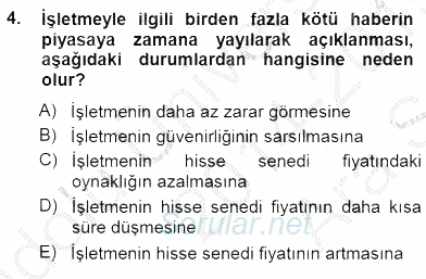 Yatırımcı İlişkileri Yönetimi 2014 - 2015 Ara Sınavı 4.Soru