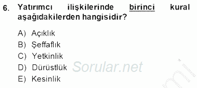 Yatırımcı İlişkileri Yönetimi 2014 - 2015 Ara Sınavı 6.Soru